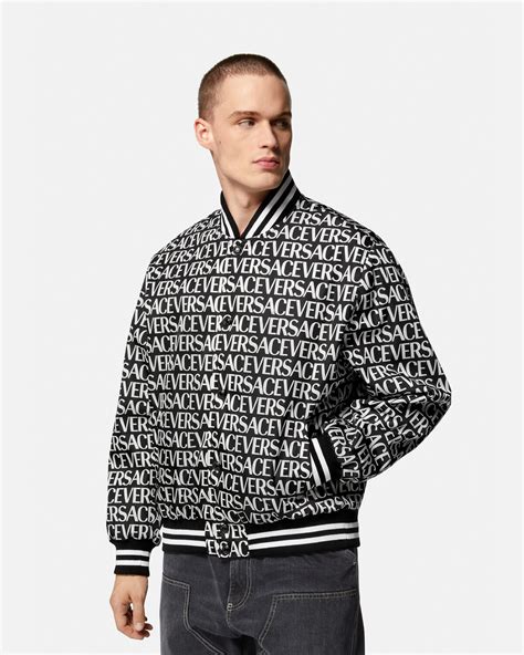 printed bomber jacket versace|Versace bomber jacket men's.